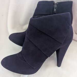 Women's Purple Suede High Heel Ankle Bootie